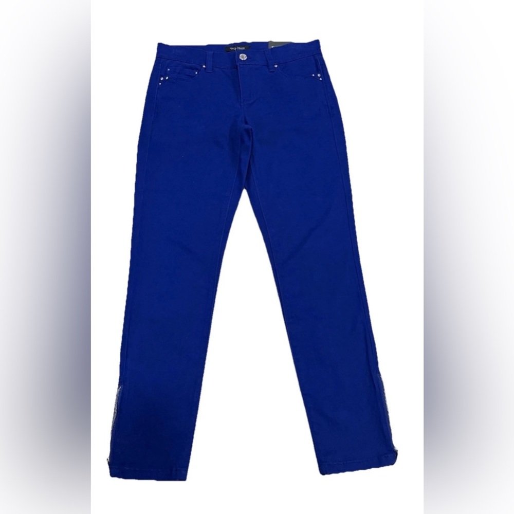 White House Black Market Royal Blue Skimmer Skinny Pants Ankle Zip 4
